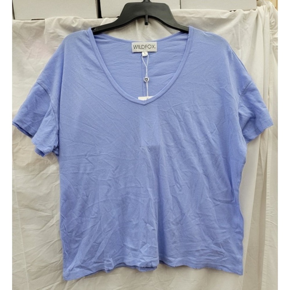 NWOT Wildfox M Distressed V-Neck T-Shirt Purple 123671